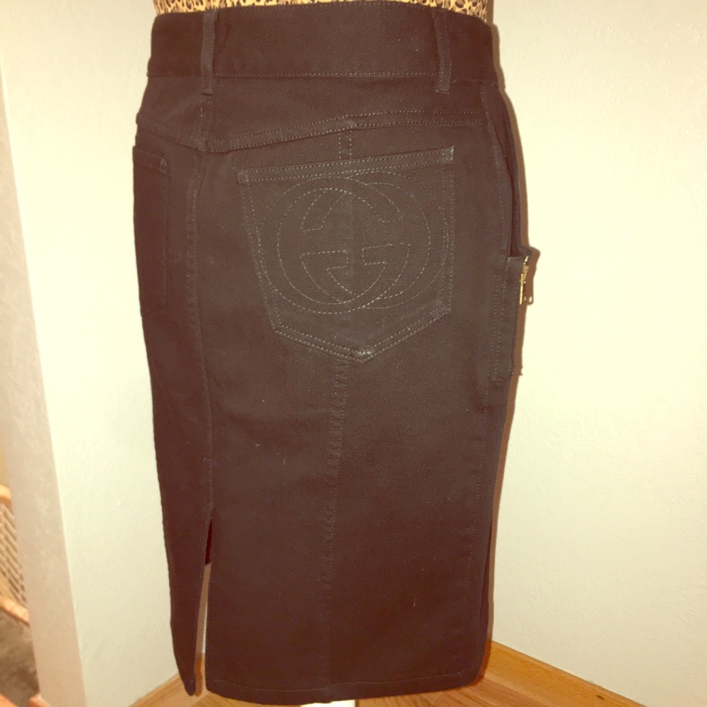 Gucci Black Denim GG Skirt